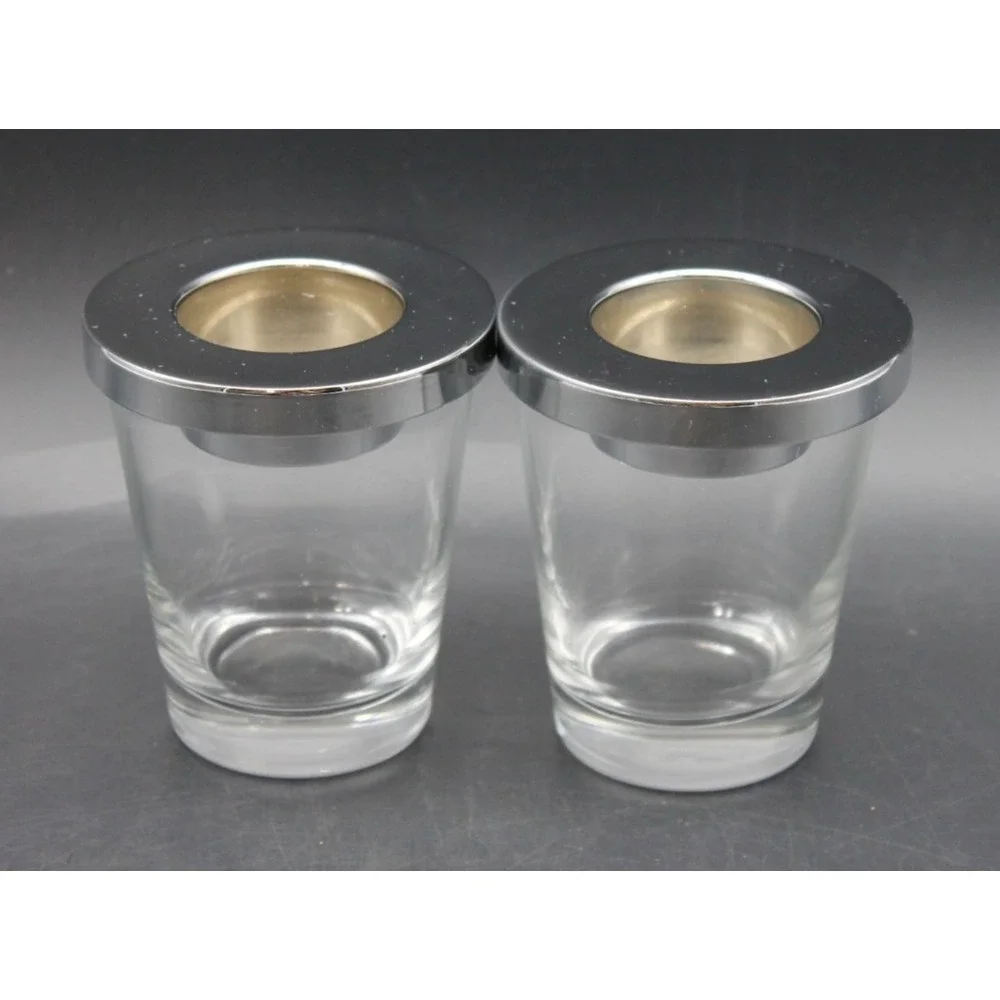 PartyLite Versatility Votive Candle Holders P8488 Glass Metal Tealight Set of 2